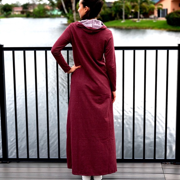 DEVORAH'S SECRET Modest Robe Front Zipper Hoodie French Terry Cotton - Picture 2 of 4